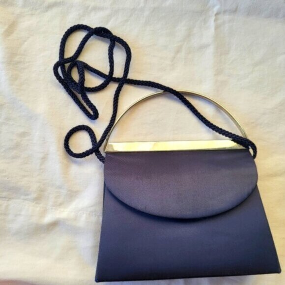 Vintage Blue Satin Mini Handbag - Picture 1 of 11